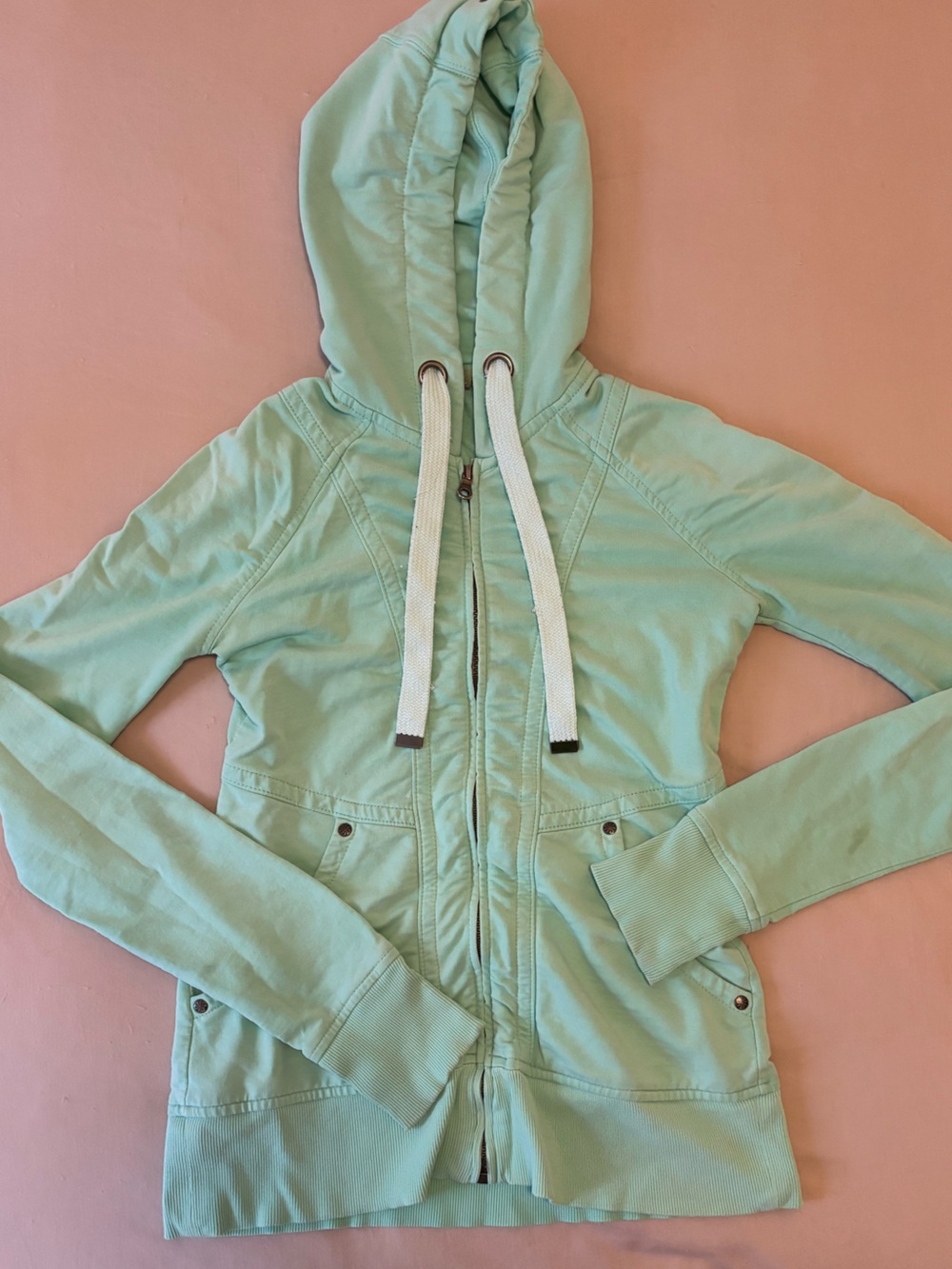 Athleta Mint Green Hooded Zip Hoodie